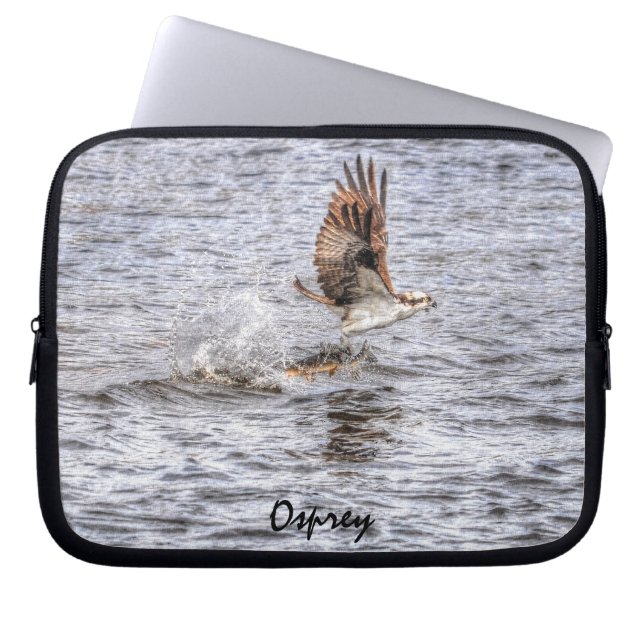 Flying Osprey & Fish Wildlife Photo Gift Laptop Sleeve (Voorkant)