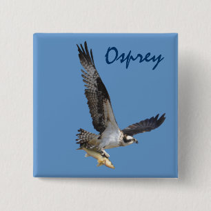 Flying Osprey & Fish Wildlife Photography Vierkante Button 5,1 Cm