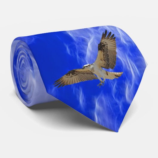 Flying Osprey & Fractal Clouds Wildlife Stropdas (Opgerold)