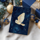 Flying Owl Sterrennacht Sky Waterverf Christmas Briefkaart