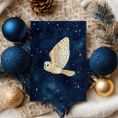 Flying Owl Sterrennacht Sky Waterverf Christmas Briefkaart