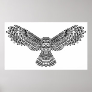 Flying Owl Zendoodle 2 Poster