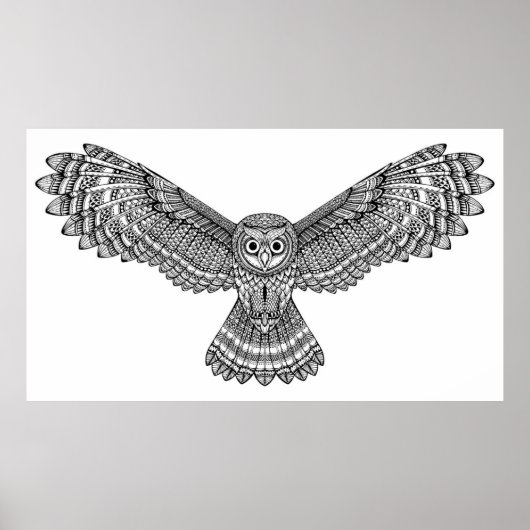 Flying Owl Zendoodle 2 Poster (Voorkant)