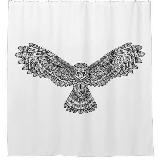 Flying Owl Zendoodle Douchegordijn (Voorkant)