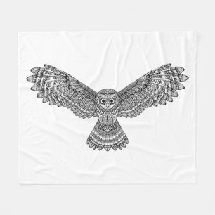 Flying Owl Zendoodle Fleece Deken