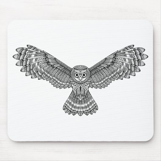 Flying Owl Zendoodle Muismat (Voorkant)