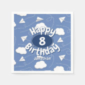 flying paper airplanes boy or girl birthday servet (Voorkant)