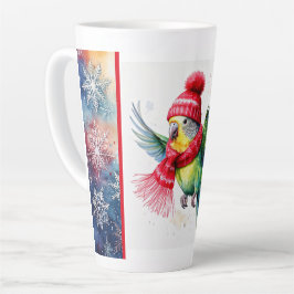 Flying Parakeet in Winter Pet en Scarf Latte Mok