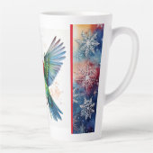 Flying Parakeet in Winter Pet en Scarf Latte Mok (Rechts)