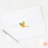 Flying Parrot Vierkante Sticker