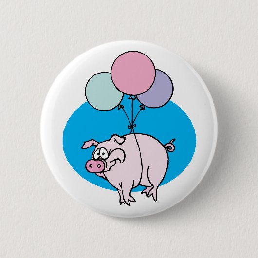 Flying Party Pig Ronde Button 5,7 Cm (Voorkant)