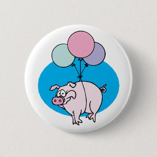 Flying Party Pig Ronde Button 5,7 Cm