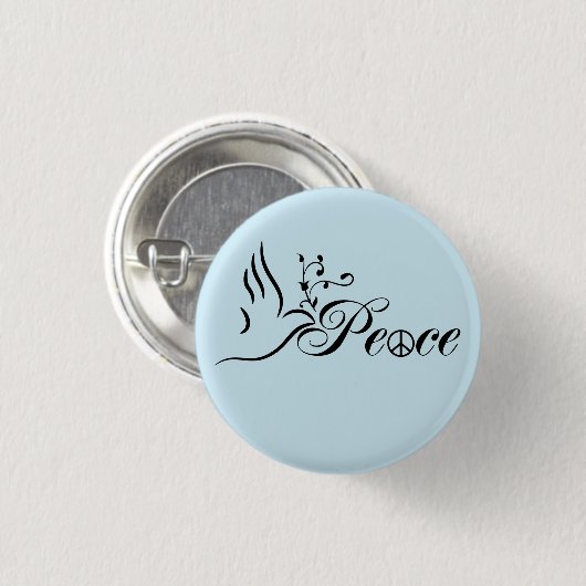 Flying Peace Dove Olive Branch Blue Background Ronde Button 3,2 Cm (Voorkant /achterkant)