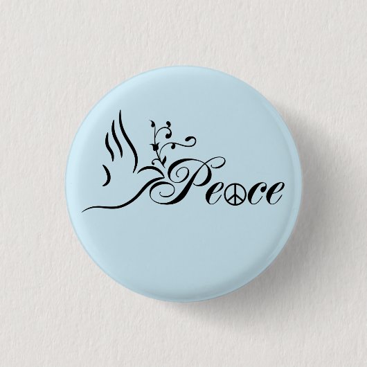 Flying Peace Dove Olive Branch Blue Background Ronde Button 3,2 Cm (Voorkant)