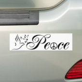 Flying Peace Dove Olive Branch White Background Bumpersticker (Op auto)