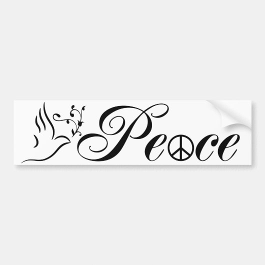 Flying Peace Dove Olive Branch White Background Bumpersticker (Voorkant)