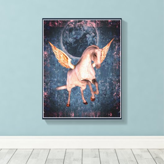 Flying Pegasus Horse Fantasy Art Canvas Afdruk (Insitu (Houten vloer))