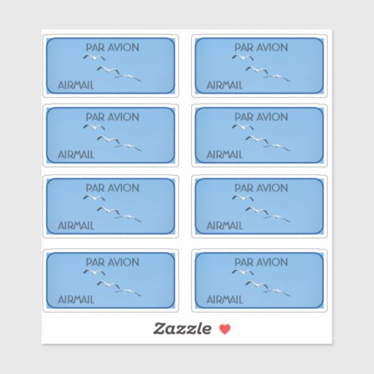 Flying Pelican Birds Airmail Stickers (Vel)