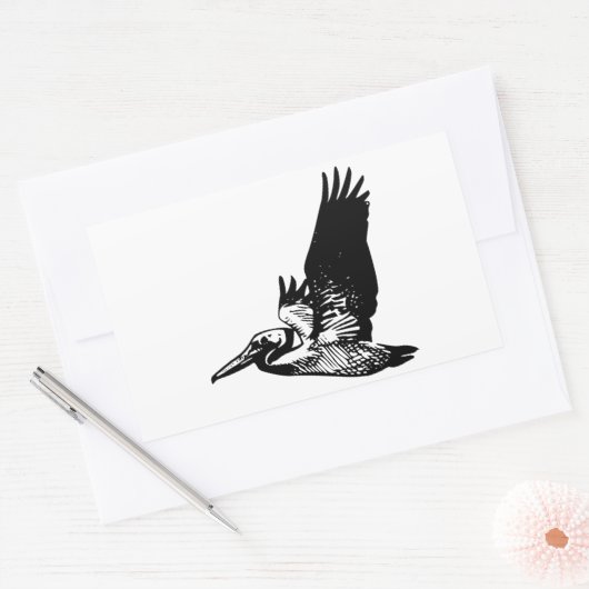 Flying Pelican Rechthoekige Sticker (Envelop)