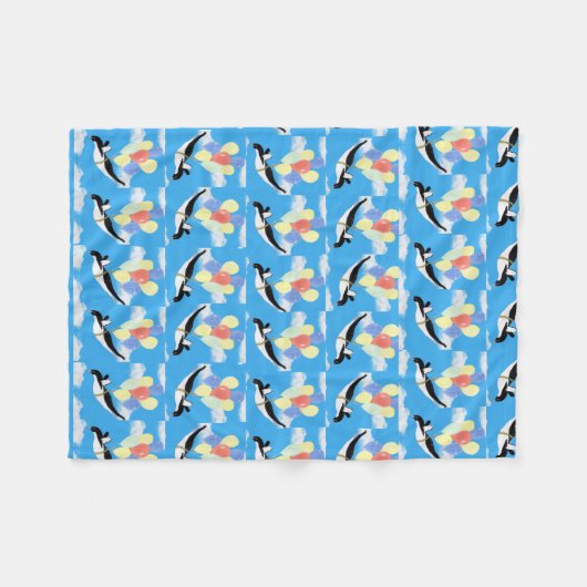 Flying Penguin Teddy Bear  Fleece Deken (Voorkant (Horizontaal))