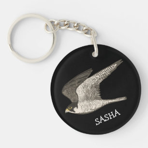 Flying Peregrine Falcon Colored Pencil CUSTOM NAME Sleutelhanger