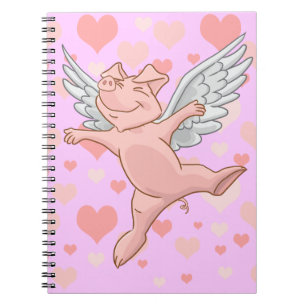Flying Pig and Pink Hearts Notepad Notitieboek