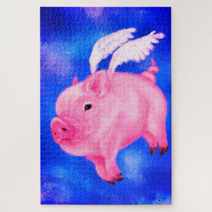 Flying Pig Angel Jigzaag Puzzle Painrting Fun Legpuzzel