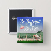 Flying Pig-Be Anders Vierkante Button 5,1 Cm (Voorkant /achterkant)