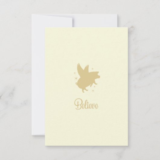 Flying Pig Believe Flat Note Card Notitiekaartje (Voorkant)