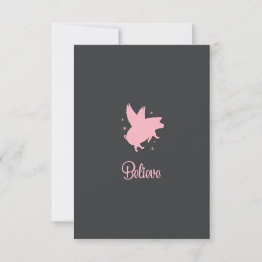 Flying Pig Believe Flat Note Card Notitiekaartje (Voorkant)