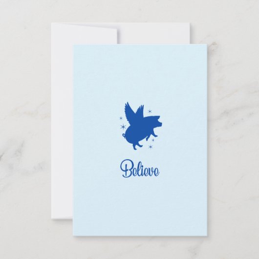 Flying Pig Believe Flat Note Card Notitiekaartje (Voorkant)