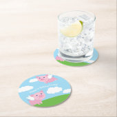 Flying Pig Birthday Party Kinder Ronde Kartonnen Onderzetter (Insitu)