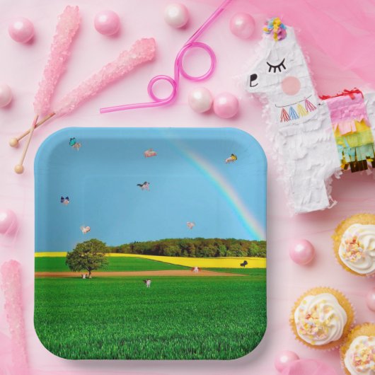 Flying Pig Boerderij Paper Bord (Feest)