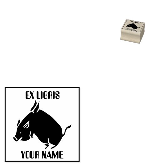 Flying Pig Bookplaat Rubberstempel (Gestempeld)