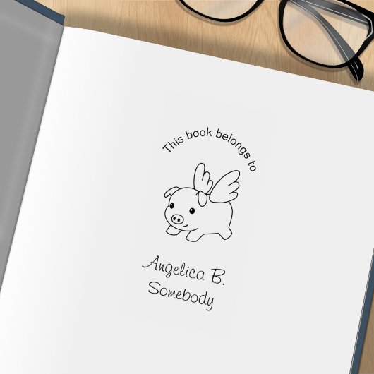 Flying Pig Bookplaat Rubberstempel