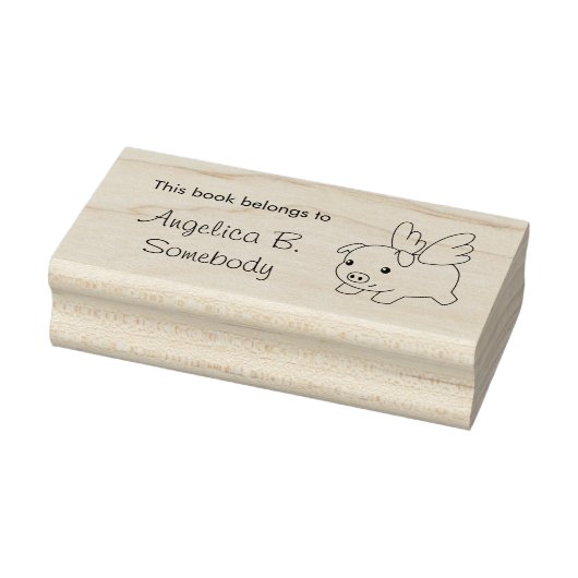 Flying Pig Bookplaat Rubberstempel (Stempel)