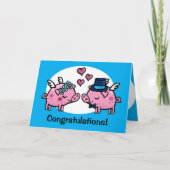 Flying Pig Bride and Groom aanpasbaar Kaart (Voorkant)