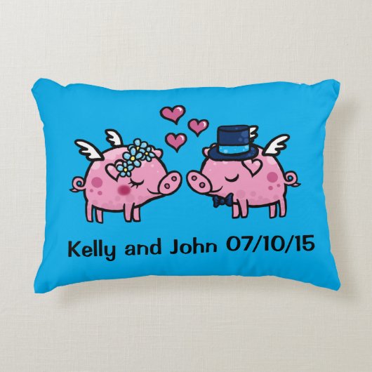 Flying Pig bruiloft memento Decoratief Kussen (Voorkant)