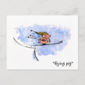 Flying Pig - Cool Ski Jumping Pig Athlete Briefkaart (Voorkant)