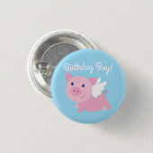 Flying Pig Cute 1st Birthday Button Pin (Voorkant /achterkant)
