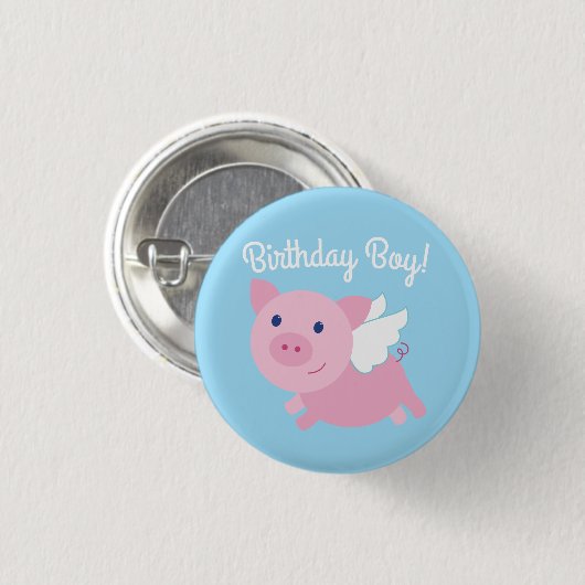 Flying Pig Cute 1st Birthday Button Pin (Voorkant /achterkant)