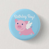 Flying Pig Cute 1st Birthday Button Pin (Voorkant)