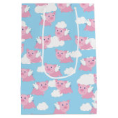 Flying Pig Cute 1st Birthday Gift Bag Medium Cadeauzakje (Achterkant)