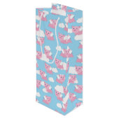 Flying Pig Cute 1st Birthday Gift Bag Wijn Cadeautas (Achterkant Gekanteld)