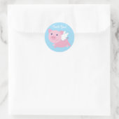 Flying Pig Cute 1st Birthday Hartelijk dank Ronde Sticker (Tas)