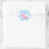 Flying Pig Cute 1st Birthday Hartelijk dank Ronde Sticker (Tas)