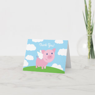 Flying Pig Cute Bedankt 1e verjaardag Kaarten