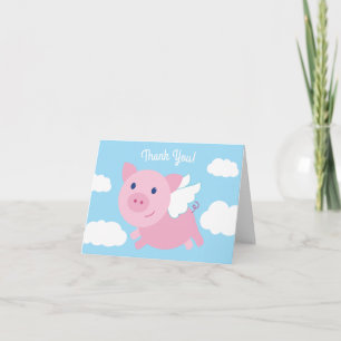 Flying Pig Cute Bedankt 1e verjaardag Kaarten