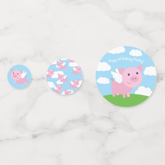 Flying Pig Cute First Birthday Party Table Decor Confetti (Achterkanten)