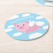 Flying Pig Cute Kind Birthday Party Ronde Kartonnen Onderzetter (Gebogen)